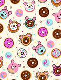 Playful Pink Blue Donut Characters Rug