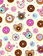 Playful Pink Blue Donut Characters Rug