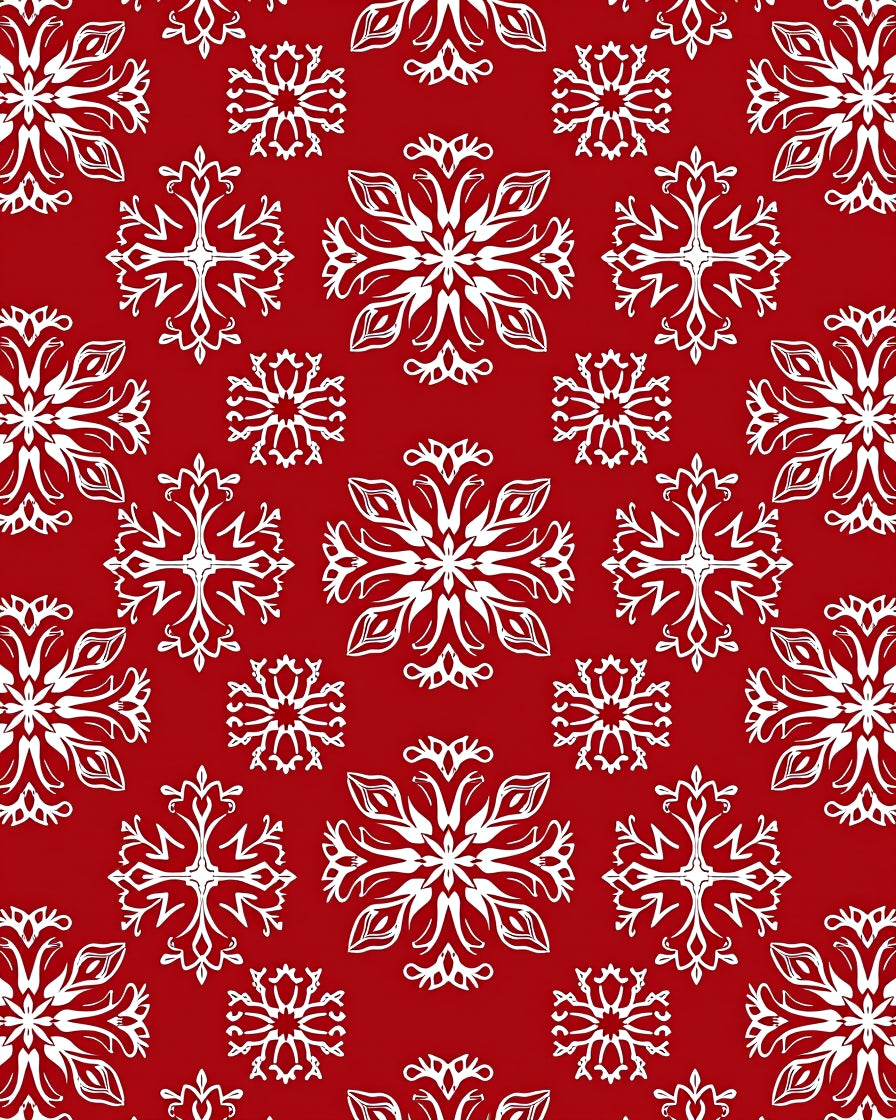 Crimson White Snowflake Scatter Rug