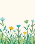 Delicate Blooming Garden Grass Flowers Rug