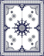 Grand Navy Floral Medallion Centerpiece Rug