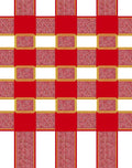 Red White Gingham Gold Rectangular Border Rug