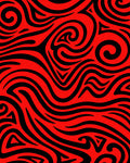 Vivid Red Black Swirling Lines Rug