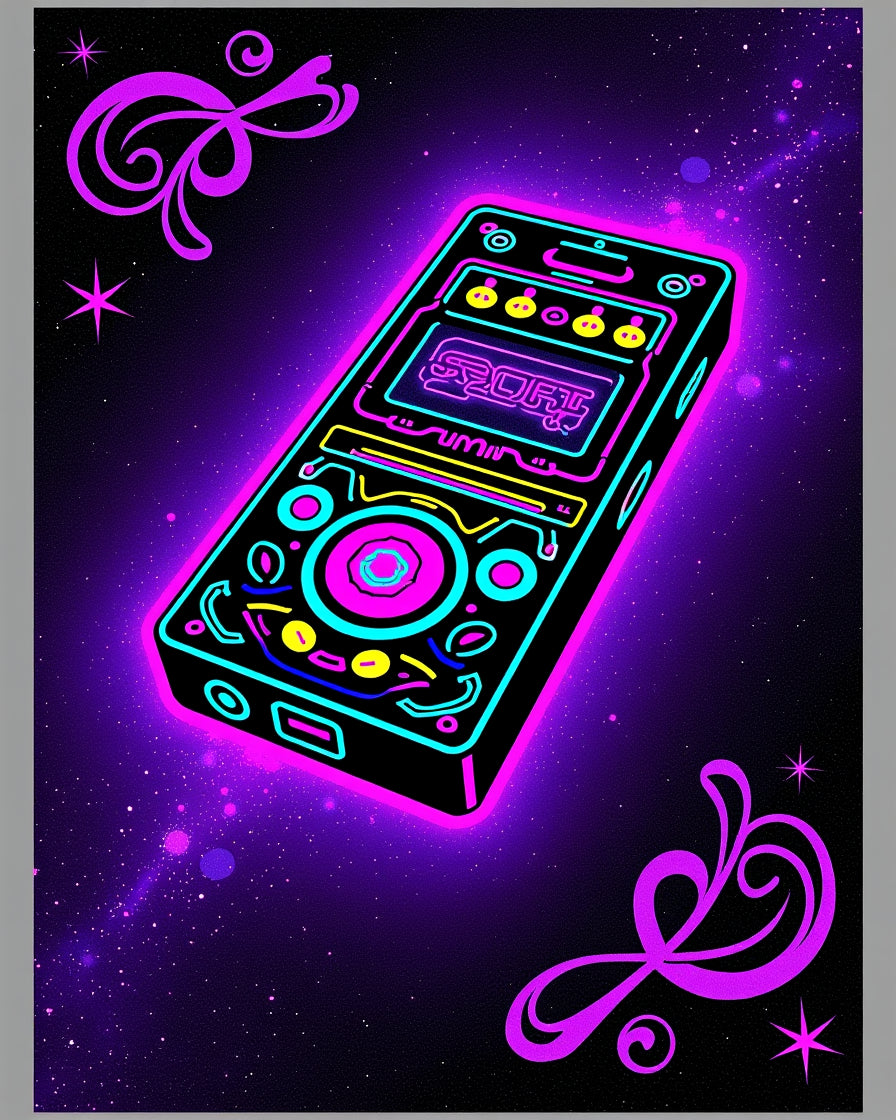 Cyberpunk Neon Retro Player Galactic Rug