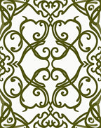 Olive Green Vine Scrollwork Rug