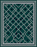 Emerald White Geometric Diamond Lattice Rug