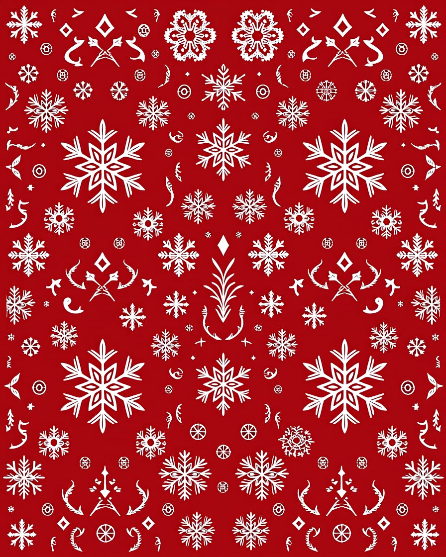 Festive Red Snowflake Collection Rug