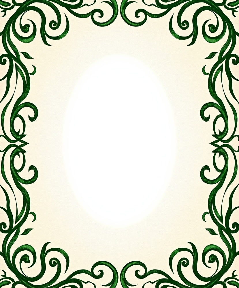 Emerald Green Swirling Vine Border Rug