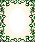 Emerald Green Swirling Vine Border Rug