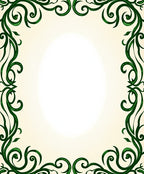Emerald Green Swirling Vine Border Rug