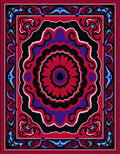 Vibrant Red Purple Black Medallion Rug