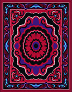 Vibrant Red Purple Black Medallion Rug