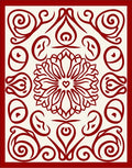 Crimson Floral Heart Medallion Swirls Rug