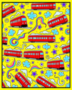 Whimsical Red Train Clouds Stars Rug