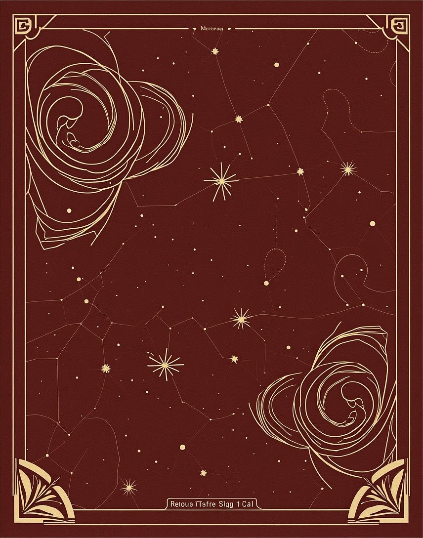 Rich Burgundy Celestial Rose Constellation Rug