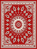 Crimson Floral Sunburst Medallion Rug