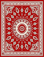 Crimson Floral Sunburst Medallion Rug