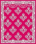 Pink White Elegant Floral Crest Rug