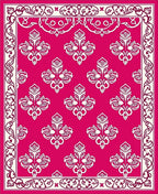 Pink White Elegant Floral Crest Rug