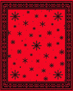 Crimson Snowflake Scattered Border Rug