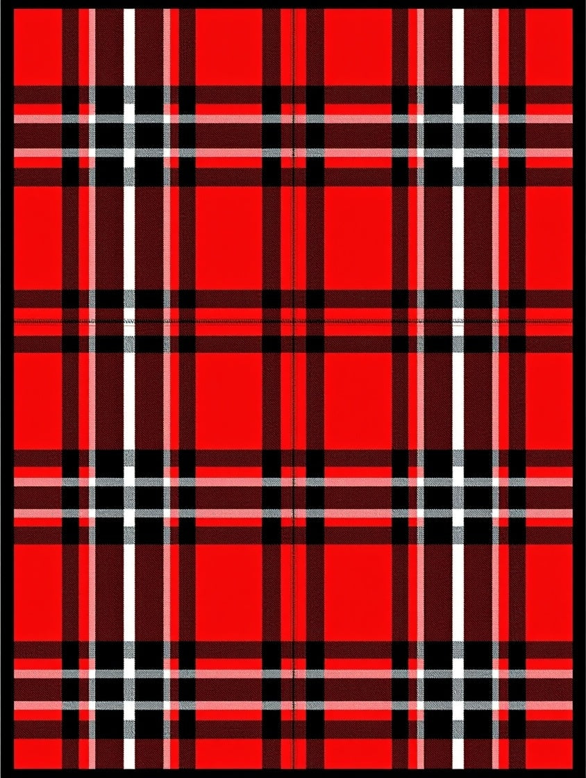 Bold Red Black White Plaid Check Rug