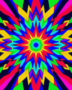 Kaleidoscope Starburst Radiant Colors Rug