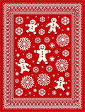 Festive Red Gingerbread Snowflakes Rug