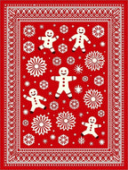 Festive Red Gingerbread Snowflakes Rug