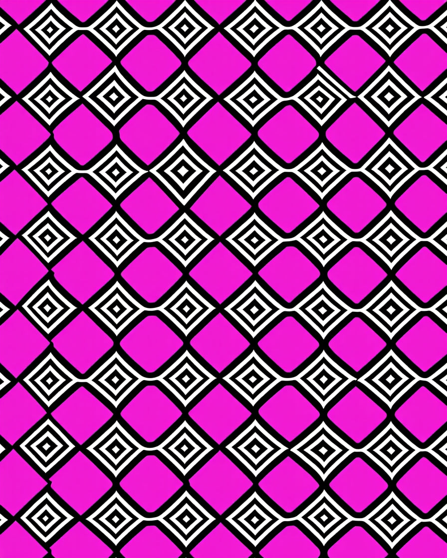 Vibrant Pink Geometric Diamond Rug
