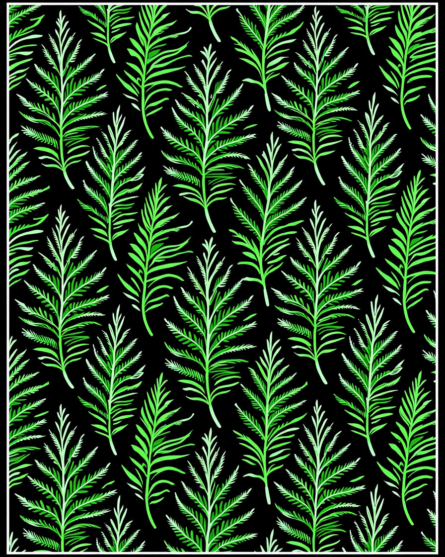 Vibrant Green Frond Botanical Art Rug