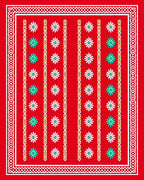 Bold Red Floral Stripe Rug