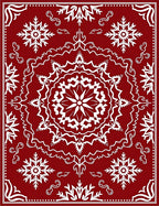Crimson Snowflake Mandala Rug