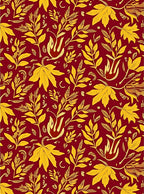 Crimson Gold Botanical Foliage Rug