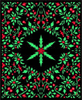 Vibrant Red Green Floral Medallion Rug
