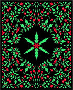 Vibrant Red Green Floral Medallion Rug