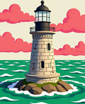Coastal Lighthouse Anchor Clouds Ocean Rug