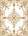 Golden Scrollwork Medallion Arrangement Rug