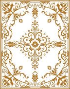 Golden Scrollwork Medallion Arrangement Rug