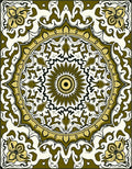 Olive Gold Floral Medallion Mandala Rug