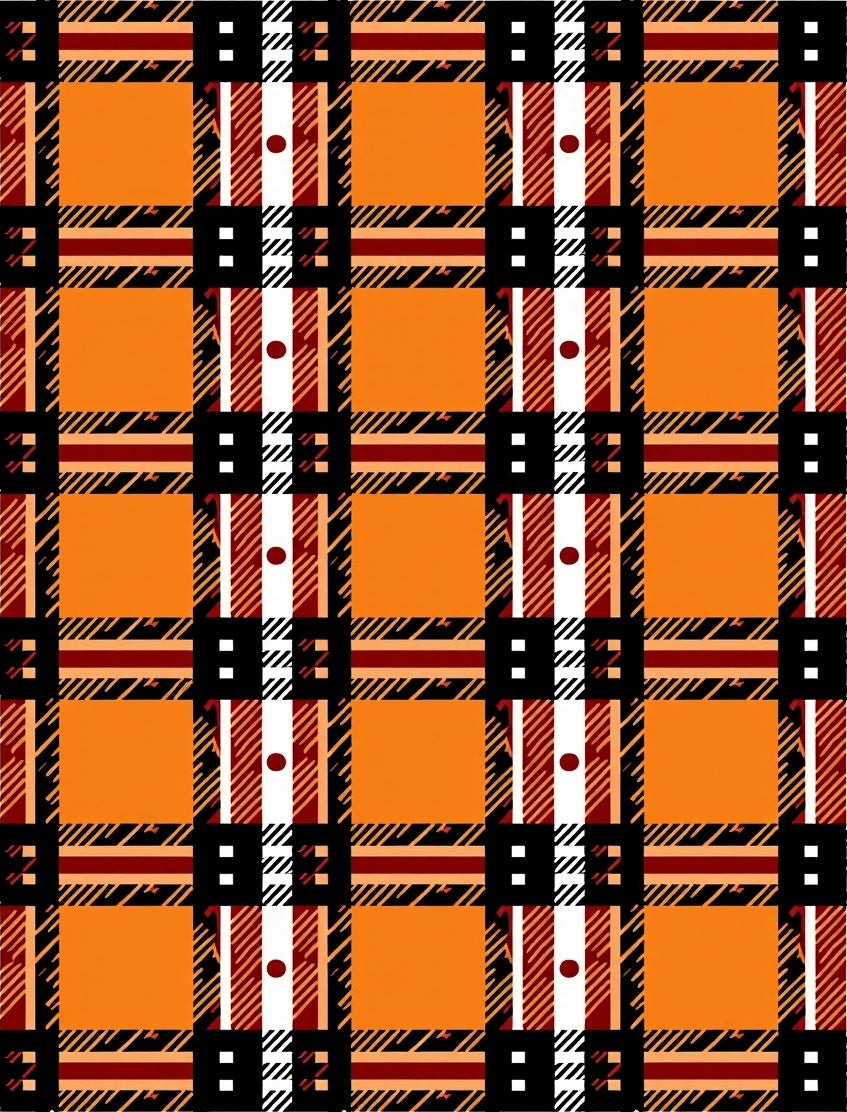 Bold Orange Plaid Squares Rug