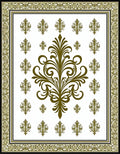 Golden Olive Damask Scrollwork Medallion Rich Rug