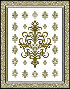 Golden Olive Damask Scrollwork Medallion Rich Rug