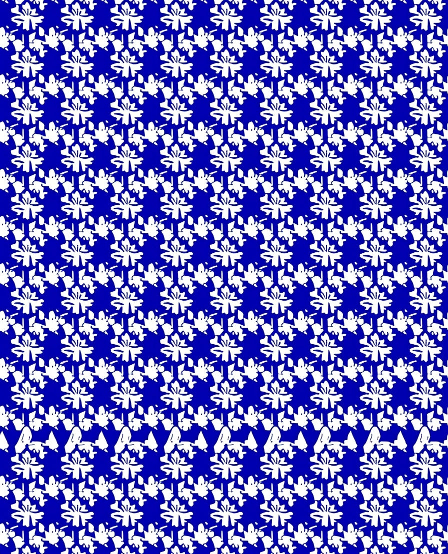 Royal Blue Floral Starburst Scatter Rug