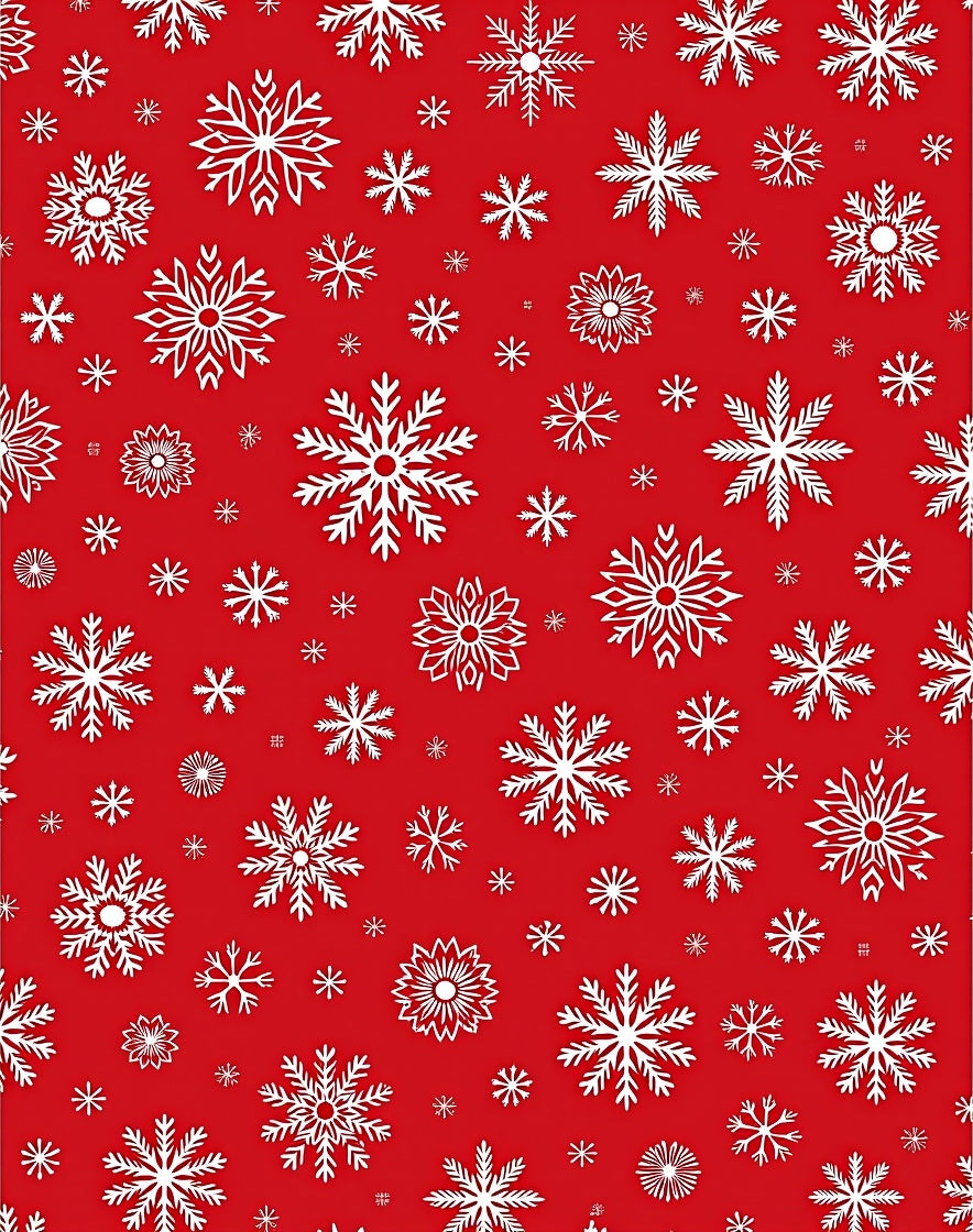 White Snowflake Snowfall Red Background Rug