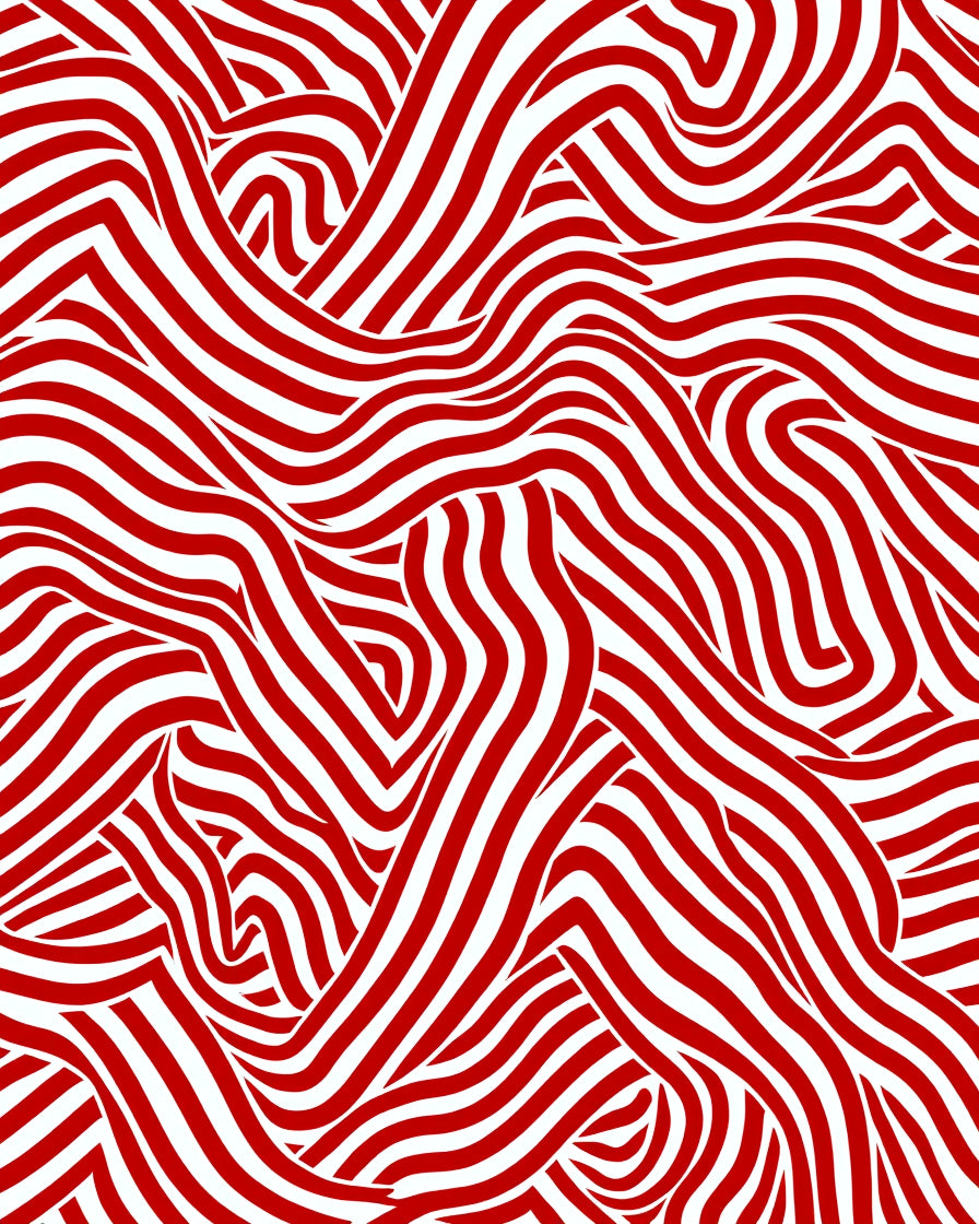 Crimson White Wavy Stripe Rug