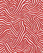Crimson White Wavy Stripe Rug