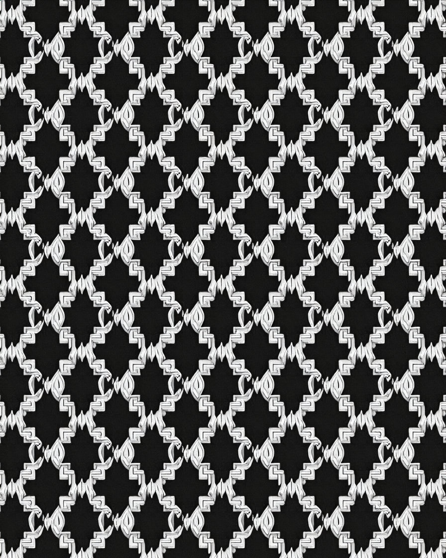 Black White Geometric Interlocking Shape Rug