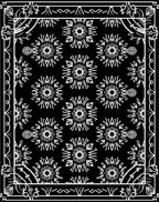 Black White Sunburst Mandala Frame Rug