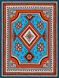 Vibrant Aqua Orange Geometric Diamond Rug