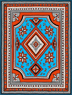 Vibrant Aqua Orange Geometric Diamond Rug